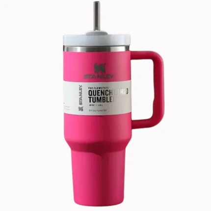 Stanley Quencher H2.0 Tumbler – 40oz Insulated Mug with Handle & Straw (Blue, Pink, Black)