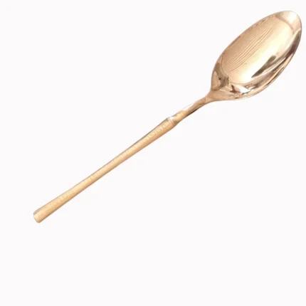 Gold Stainless Steel Serving Spoon and Slotted Spatula Set with Decorative Handle Design