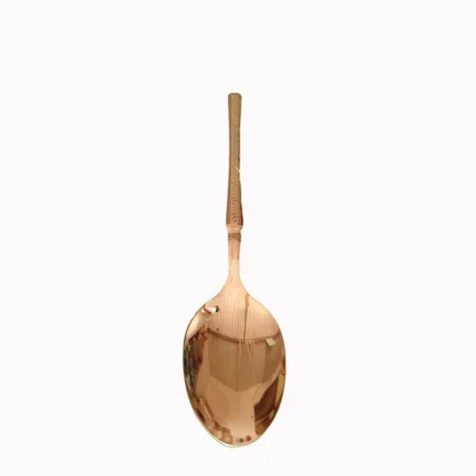 Gold Stainless Steel Serving Spoon and Slotted Spatula Set with Decorative Handle Design