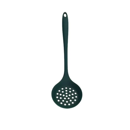 Dark Green Silicone Skimmer – Heat-Resistant Slotted Spoon for Draining & Lifting Food