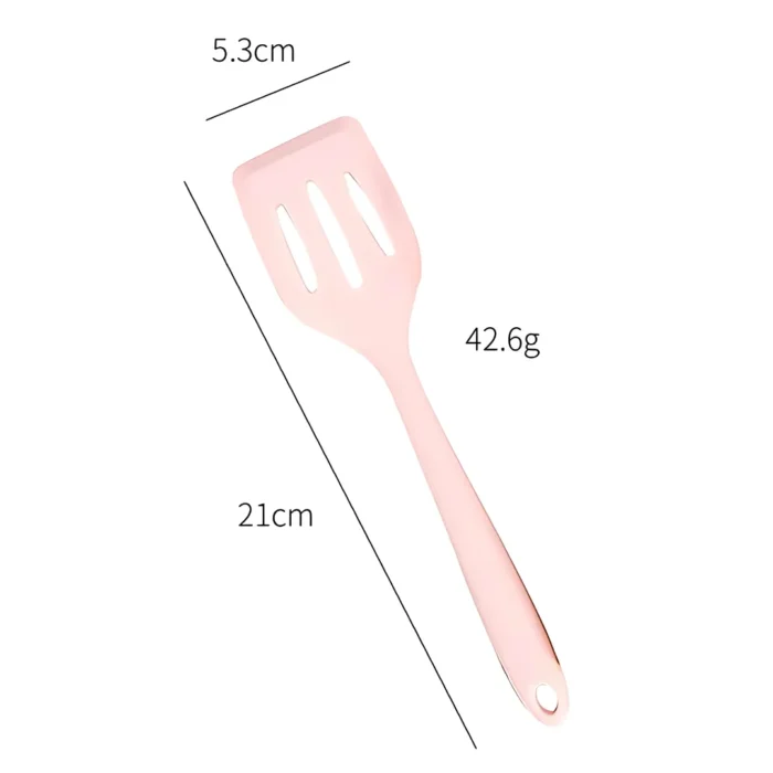 Pink Heat-Resistant Silicone Slotted Spatula – 21cm Cooking Turner
