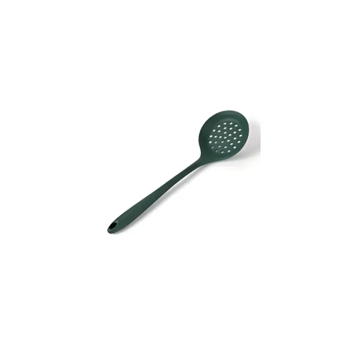 Dark Green Silicone Skimmer – Heat-Resistant Slotted Spoon for Draining & Lifting Food