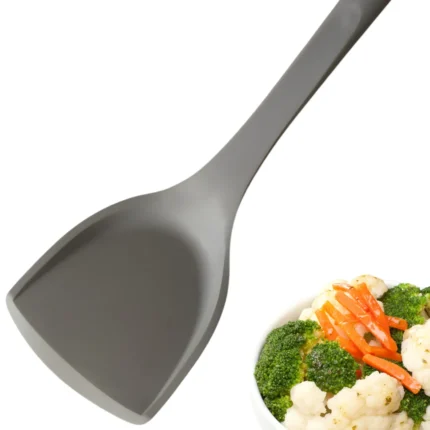 Grey Heat-Resistant Silicone Spatula – Non-Stick Safe Kitchen Shovel with Ergonomic Grip