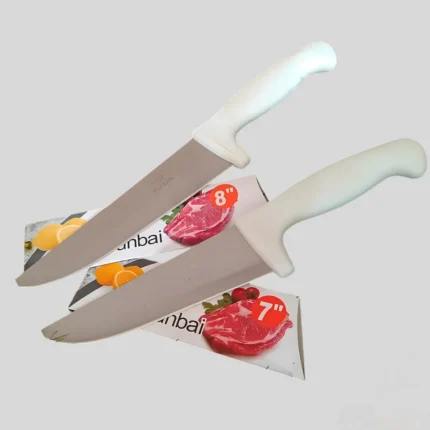 Yunbai Stainless Steel Meat Knife – 7 inch & 8 inch Blade with White Handle