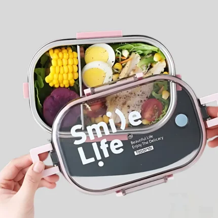Smile Life 710ml Stainless Steel Lunch Box with Leak-Proof Lid and Divider – Bento Style Meal Box