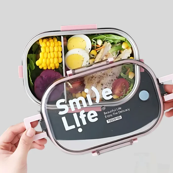 Smile Life 710ml Stainless Steel Lunch Box with Leak-Proof Lid and Divider – Bento Style Meal Box