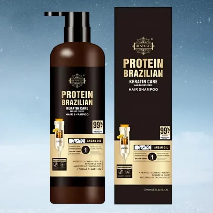 HENIWAYS Protein Brazilian Keratin Shampoo 900ML – Argan Oil Infused for Frizz-Free Smooth Hair